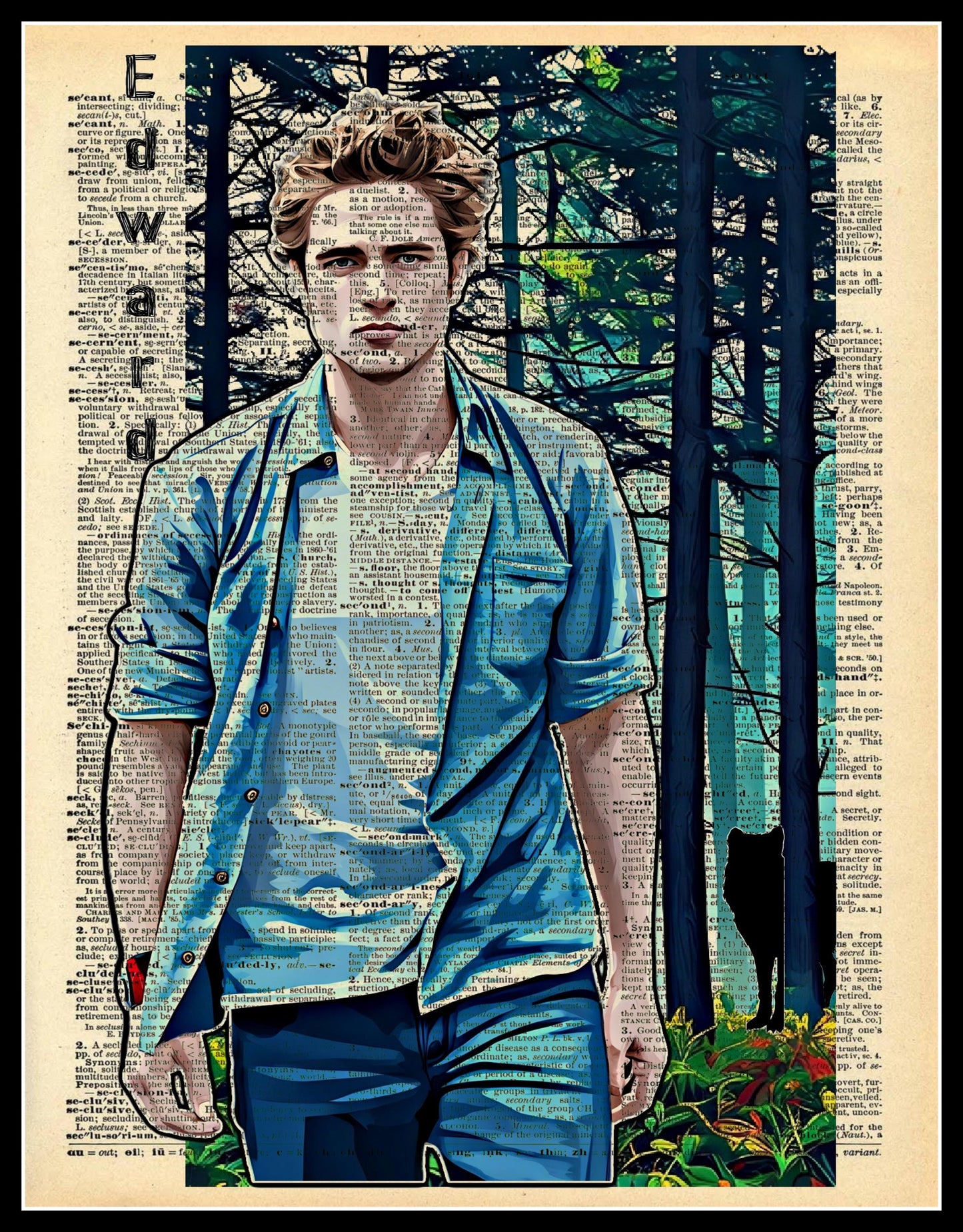Buy 2 Get 1 Free Mix & Match Edward Cullen Twilight Vintage Dictionary Fan Art