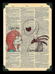 Buy 2 Get 1 Free Mix & Match I Love You I Know Jack Sally Nightmare Before Christmas Quote Fan Art