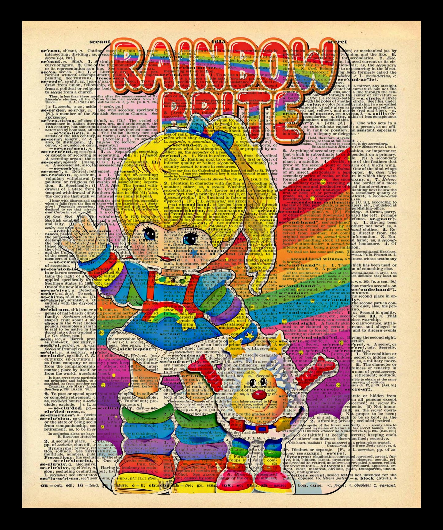 Buy 2 Get 1 Free Mix & Match Rainbow Brite Vintage Dictionary Fan Art