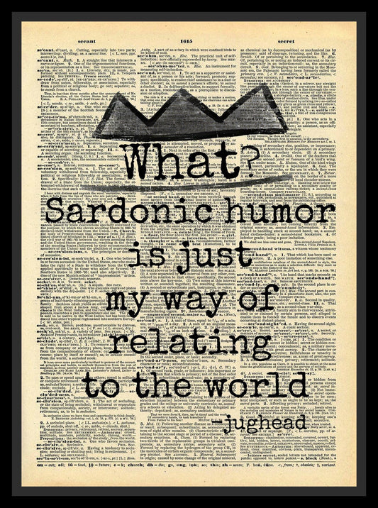 Buy 2 Get 1 Free Sardonic Humor Jughead Jones Quote Riverdale Dictionary Fan Art