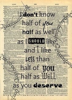 Buy 2 Get 1 Free Mix & Match I Don't Know Half Of You Bilbo Baggins Birthday Speech Lord of The Rings Fan Art