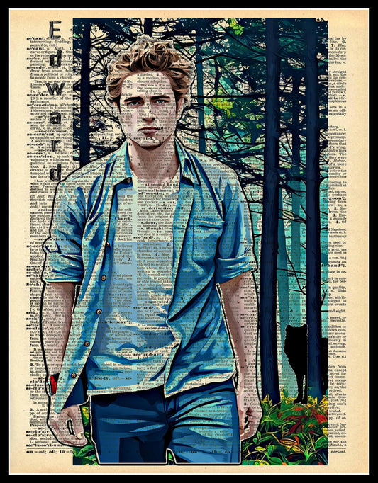 Buy 2 Get 1 Free Mix & Match Edward Cullen Twilight Vintage Dictionary Fan Art