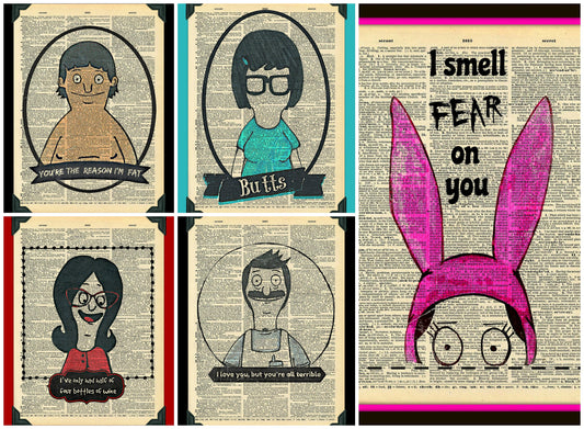 Bob's Burgers Family Set of 5 Prints  Fan Art